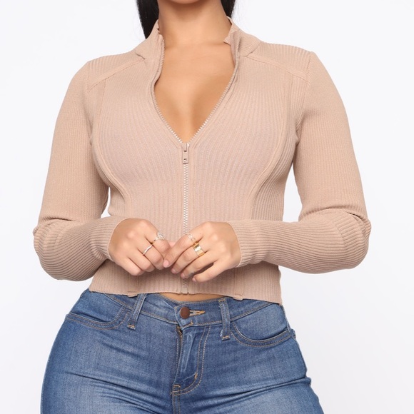 Fashion Nova Zip Up Ribbed Sweater - Picture 3 of 4
